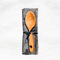 Handklæði og træskeið