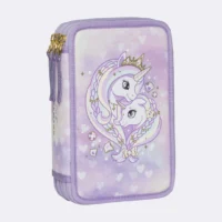 Beckmann triple pencil case - Unicorn Princess Purple
